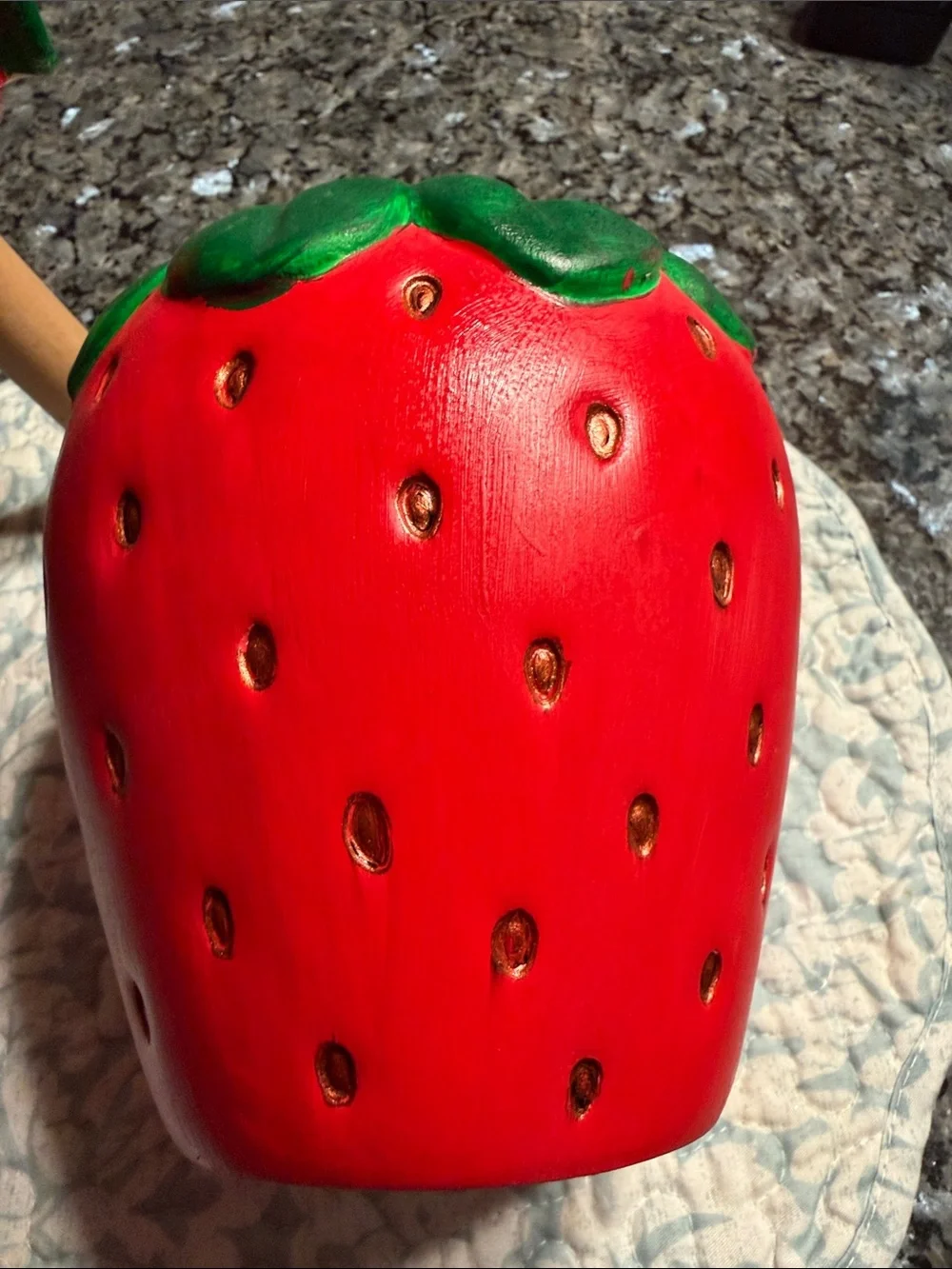 Strawberry Ceramic Planter and strawberry stool Set - Red & Green